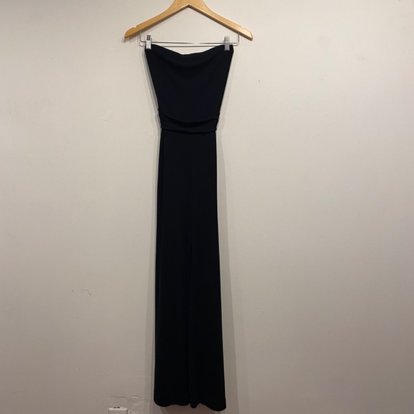 White House Black Market Strapless Black Wide Leg Belted Jumpsuit Size Small - Picture 5 of 6
